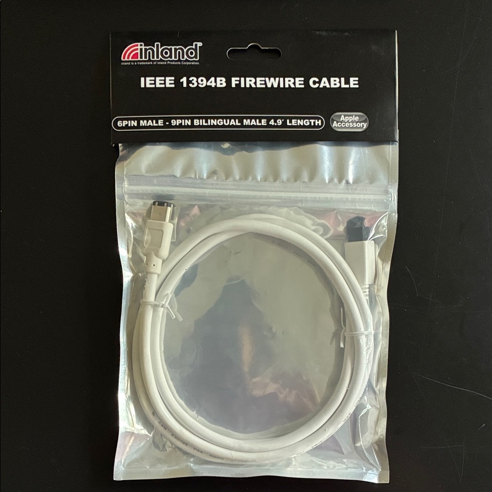 White IEEE 1394B Firewire Cable